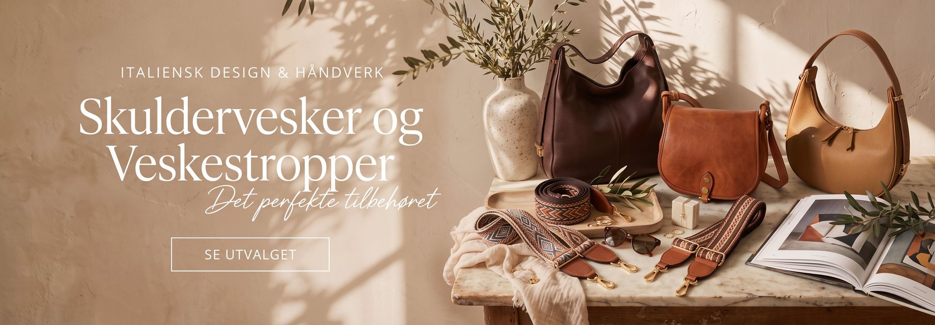 Italiensk design og håndverk. Se skuldervesker
